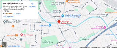 Map of London with The Slightly Curious Studio location marked